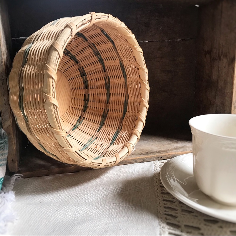 Handmade Signed Jan Stansell Wicker Wood Basket